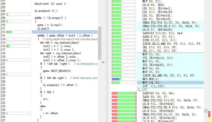 通过 source file mapping 可视化指令 stall 状态,需要在编译选项中指定-lineinfo