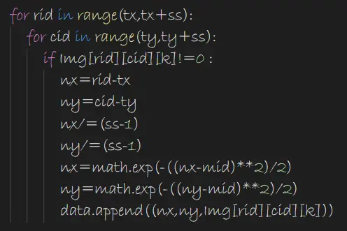 CODE OF GAUSSIAN KERNEL